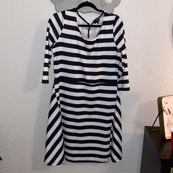 The Limited Dresses & Skirts - The Limited navy & white striped skater dress. Size XL